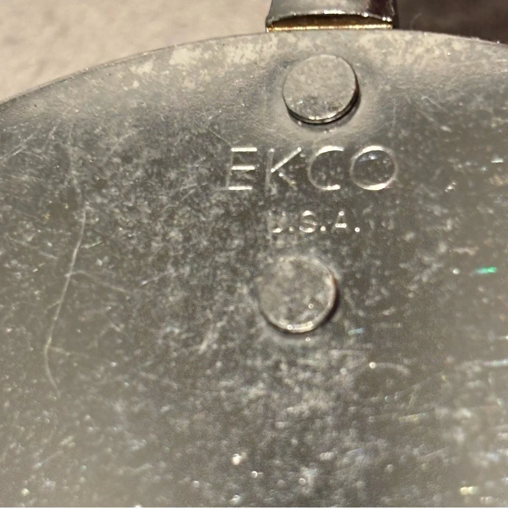 VTG EKCO USA Stainless Keyhole Slotted Spatula Turner black handle and spoon set